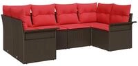 vidaXL Gartenlounge-Set Gartensofa-set mit Kissen 6 pcs Braun Poly-Rattan,...