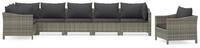 vidaXL Gartenlounge-Set, 7-tlg. Lounge Set mit Kissen Grau Poly Rattan