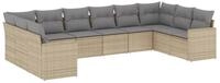 vidaXL Sofaelement 10-tlg. Garten-Sofagarnitur mit Kissen Beige Poly Rattan (1...