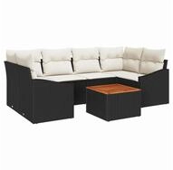 vidaXL Gartenlounge-Set Gartensofa-set mit Kissen 7 pcs Schwarz Poly-Rattan,...