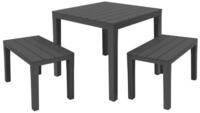 Spetebo Sitzgruppe Garten mit Tisch anthrazit - 3 teilig, (Anzahl, 1-tlg.,...