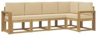 vidaXL Gartenlounge-Set Outdoor-Sofagarnitur mit Kissen 5 pcs Wei&szlig; und Beige,