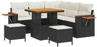 vidaXL Loungesofa Gartensofa-set mit Kissen 9 pcs Schwarz und Creme...