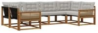 vidaXL Gartenlounge-Set Outdoor-Sofagarnitur mit Kissen 6 pcs Nat&uuml;rlich und