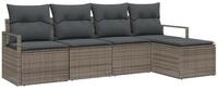 vidaXL Loungesofa Sofa Set mit Kissen mit Speicher 5 pcs Grau Poly-Rattan, 5...