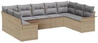 vidaXL Gartenlounge-Set Gartensofa-set mit Kissen Beige Poly-Rattan