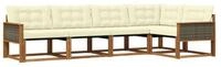 vidaXL Gartenlounge-Set Outdoor-Sofagarnitur mit Kissen 5 pcs Natur und Creme,