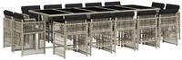 vidaXL Garten-Essgruppe 15-tlg. Garten-Essgruppe mit Kissen Hellgrau Poly...