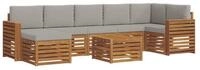 vidaXL Gartenlounge-Set Outdoor-Sofagarnitur mit Kissen 8 pcs Nat&uuml;rlich und