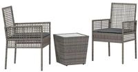 vidaXL Gartenlounge-Set Garten Bistro Set 3 pcs Grau Poly-Rattan, (3-tlg)