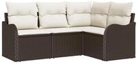 vidaXL Gartenlounge-Set Gartensofa-set mit Speicher 4 pcs Braun Poly-Rattan,...