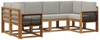 vidaXL Gartenlounge-Set Outdoor-Sofagarnitur mit Kissen 6 pcs Nat&uuml;rlich und