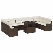 vidaXL Loungesofa Gartensofa-set mit Kissen mit Kissen 11 pcs Braun Poly...