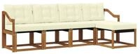 vidaXL Gartenlounge-Set Outdoor-Sofagarnitur mit Kissen 5 pcs Natur und Creme,