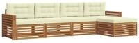 vidaXL Gartenlounge-Set Outdoor-Sofagarnitur mit Kissen 5 pcs Natur und Creme,