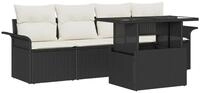 vidaXL Gartenlounge-Set Gartensofa-set mit Kissen 5 pcs Schwarz Poly-Rattan,...