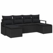 vidaXL Loungesofa Sofa Set mit Kissen mit Speicher 6 pcs Schwarz Poly-Rattan, 6...