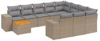 vidaXL Gartenlounge-Set 11-tlg. Garten-Sofagarnitur mit Kissen Beige Poly...
