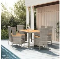 vidaXL Garten-Essgruppe 150 cm Tischlnge 7-tlg Garten-Essgruppe mit Kissen Grau