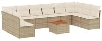 vidaXL Gartenlounge-Set 11-tlg. Garten-Sofagarnitur mit Kissen Beige Poly...