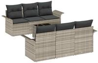 vidaXL Loungesofa Gartensofa-set 7 pcs Hellgrau und Dunkelgrau Poly-Rattan, 7...