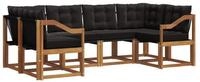 vidaXL Gartenlounge-Set Outdoor-Sofagarnitur mit Kissen 6 pcs Nat&uuml;rlich und...