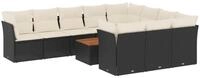 vidaXL Gartenlounge-Set 11-tlg. Garten-Sofagarnitur mit Kissen Schwarz Poly...