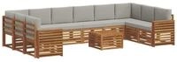 vidaXL Gartenlounge-Set Outdoor-Sofagarnitur mit Kissen 11 pcs Nat&uuml;rlich und
