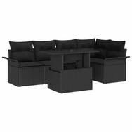 vidaXL Gartenlounge-Set Gartensofa-set mit Kissen 6 pcs Schwarz Poly Rattan,...