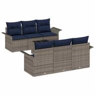 vidaXL Loungesofa Garten-Sofa-Set mit Kissen mit Kissen 7 pcs Grau und...