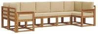 vidaXL Gartenlounge-Set Outdoor-Sofagarnitur mit Kissen 7 pcs Natur und Beige,