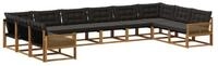 vidaXL Gartenlounge-Set Outdoor-Sofagarnitur mit Kissen 10 pcs Nat&uuml;rlich und
