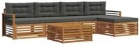 vidaXL Gartenlounge-Set Outdoor-Sofagarnitur mit Kissen 6 pcs Natur und...