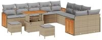 vidaXL Loungesofa Gartensofa-set mit Kissen 17 pcs Beige und Hellgrau...
