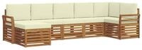 vidaXL Gartenlounge-Set Ecksofa Set mit Kissen 7 pcs Natur und Creme Massivholz,
