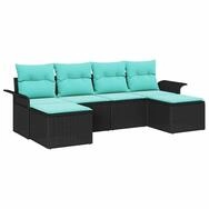 vidaXL Gartenlounge-Set Gartensofa-set mit Kissen 6 pcs Schwarz Poly-Rattan, (6-tlg)