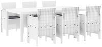 vidaXL Gartenlounge-Set Garten Essgruppe 7 pcs Wei&szlig; Polypropylen, (7-tlg)