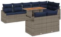 vidaXL Gartenlounge-Set Garten-Sofa-Set mit Speicher 9 pcs Grau Poly Rattan,...