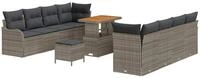 vidaXL Loungesofa Garten-Sofa-Set mit Kissen mit Speicher 11 pcs Grau, 11 Teile