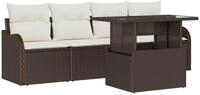vidaXL Loungesofa Gartensofa-set mit Kissen mit Kissen 5 pcs Braun Poly Rattan,...