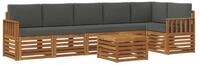 vidaXL Gartenlounge-Set Ecksofa Set 7 pcs Natur und Anthrazit Massivholz,...