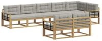 vidaXL Gartenlounge-Set Outdoor-Sofagarnitur 6 pcs Wei&szlig; und Hellgrau Polyester,