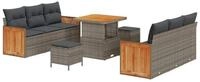 vidaXL Loungesofa Gartensofa-set mit Kissen 9 pcs Grau, 9 Teile