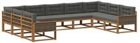 vidaXL Gartenlounge-Set Outdoor-Sofagarnitur mit Kissen 9 pcs Natur und...