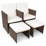 VCM Gartenstuhl 4-tlg Gartenstuhl Rattan Fu&szlig;auflage Hocker Raloso (4 St)
