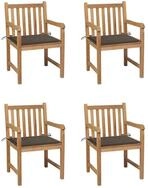 vidaXL Gartenstuhl, Gartenst&uuml;hle 4 Stk. mit Taupe Kissen Massivholz Teak