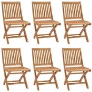 vidaXL Gartenstuhl, Klappbare Gartenst&uuml;hle mit Kissen 6 Stk. Massivholz Teak