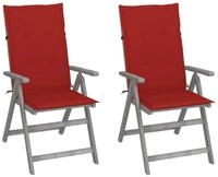 vidaXL Gartenstuhl Verstellbare Gartenst&uuml;hle 2 Stk. mit Auflagen Massivholz (2...