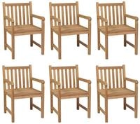 vidaXL Gartenstuhl, Outdoor St&uuml;hle 6 Stk. mit Cremewei&szlig;en Kissen Massivholz...