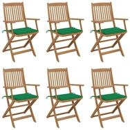vidaXL Gartenstuhl Klappbare Gartenst&uuml;hle 6 Stk. mit Kissen Massivholz (6 St)